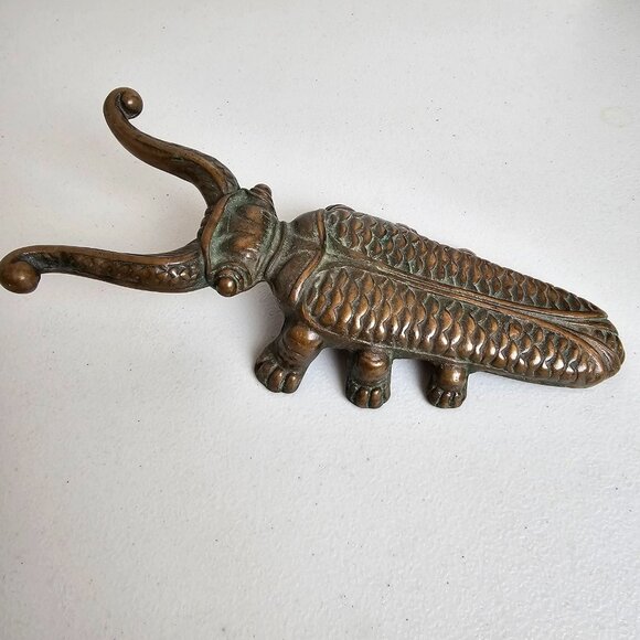 Solid Cast Brass Beetle Boot Cast/Door Stop Vintage Heavy Decor 10" Bug - Picture 2 of 7